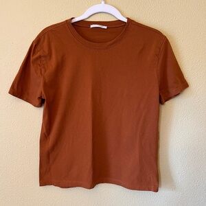 Zara Basic Cotton T-shirt Women's Orange Short Sleeve Relaxed Fit Size Medium